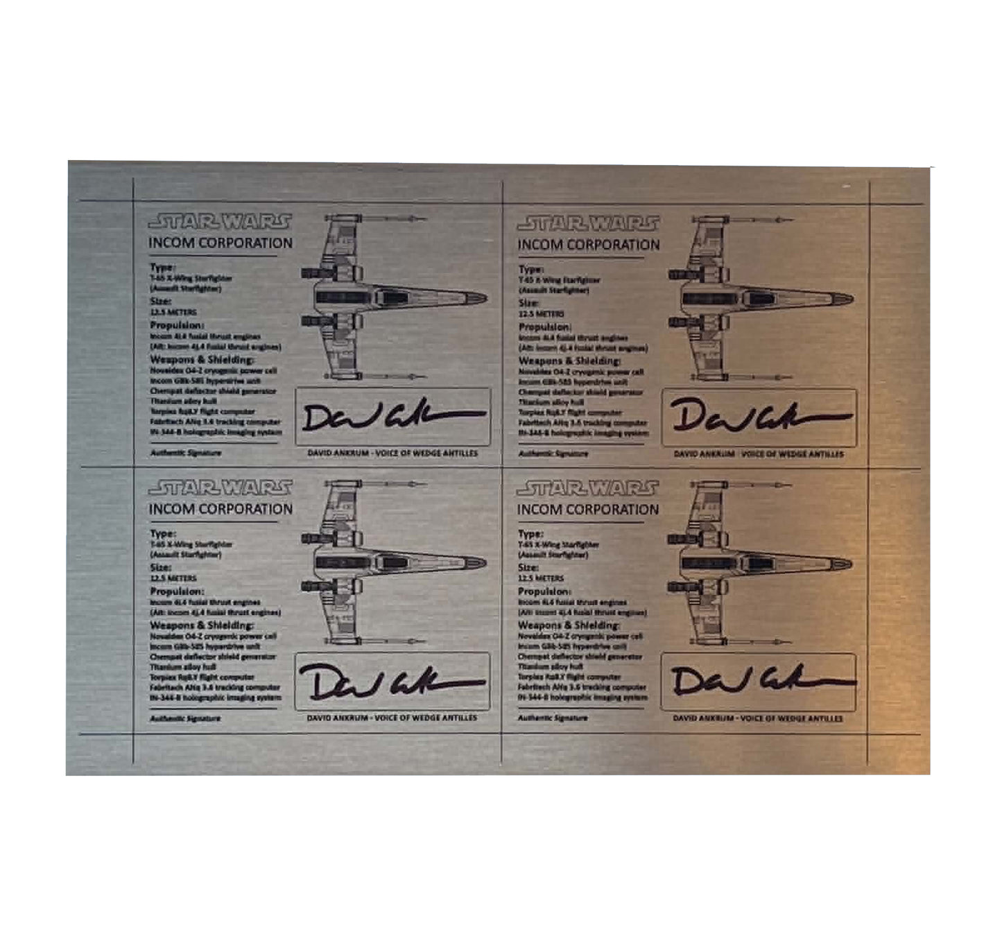 DAVID ANKRUM - XWING - A NEW HOPE - UNCUT SHEET