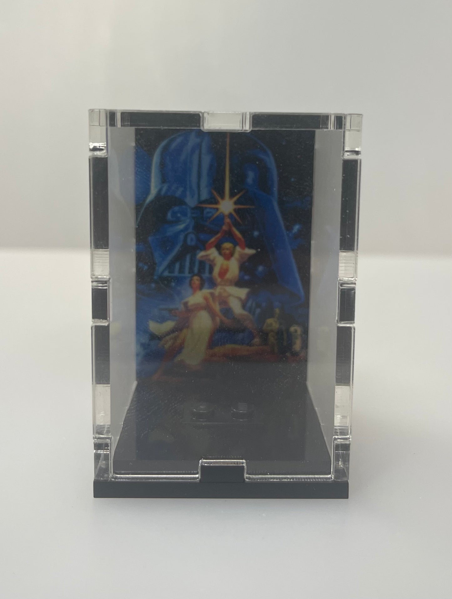 Minifigure Acrylic Display Case - With Backdrop Image