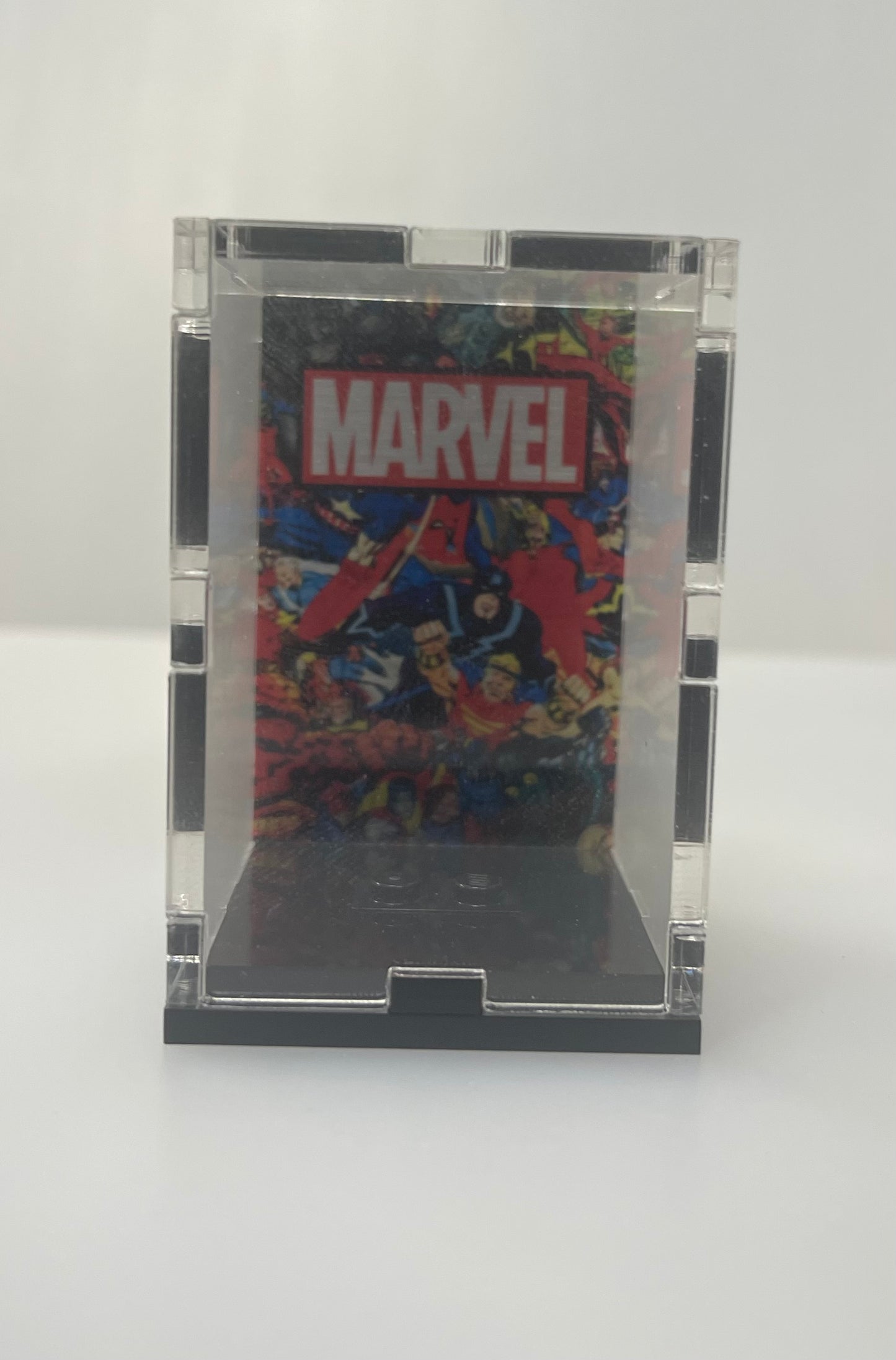 Minifigure Acrylic Display Case - With Backdrop Image