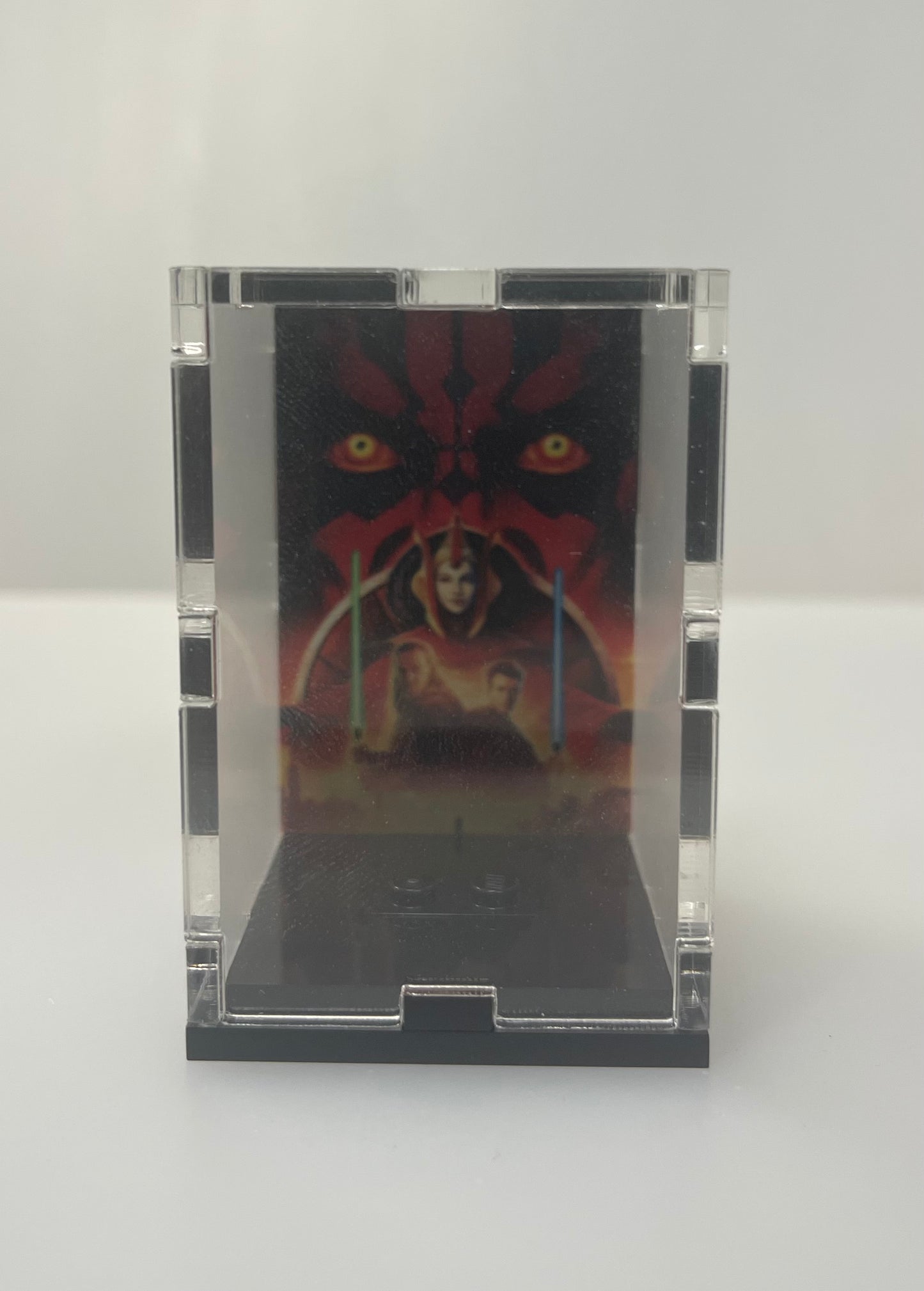 Minifigure Acrylic Display Case - With Backdrop Image