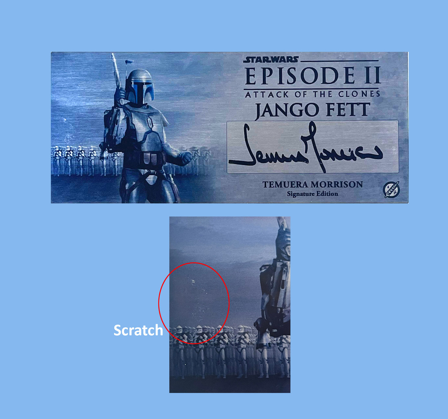 TEMUERA MORRISON - JANGO FETT - EP2 ATTACK OF THE CLONES - 3X7 PLAQUE