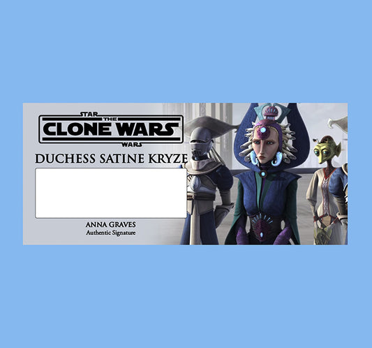 ANNA GRAVES - DUCHESS SATINE KRYZE - CLONE WARS - PLAQUE - BRUSHED METAL