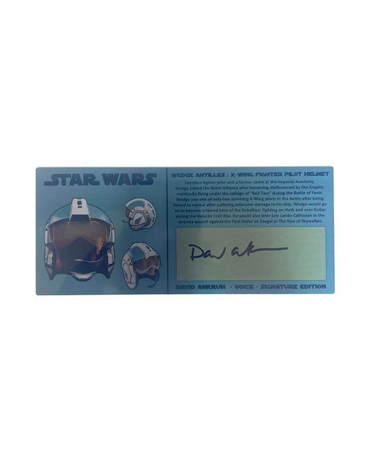 DAVID ANKRUM - WEDGE ANTILLES - X-WING PILOT HELMET - 3x7 PLAQUE